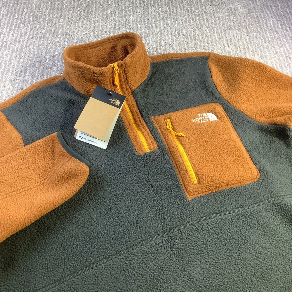 The North Face Mens Yumiori 1/4 Zip Fleece Jacket Asphalt Grey Orange Size M NWT